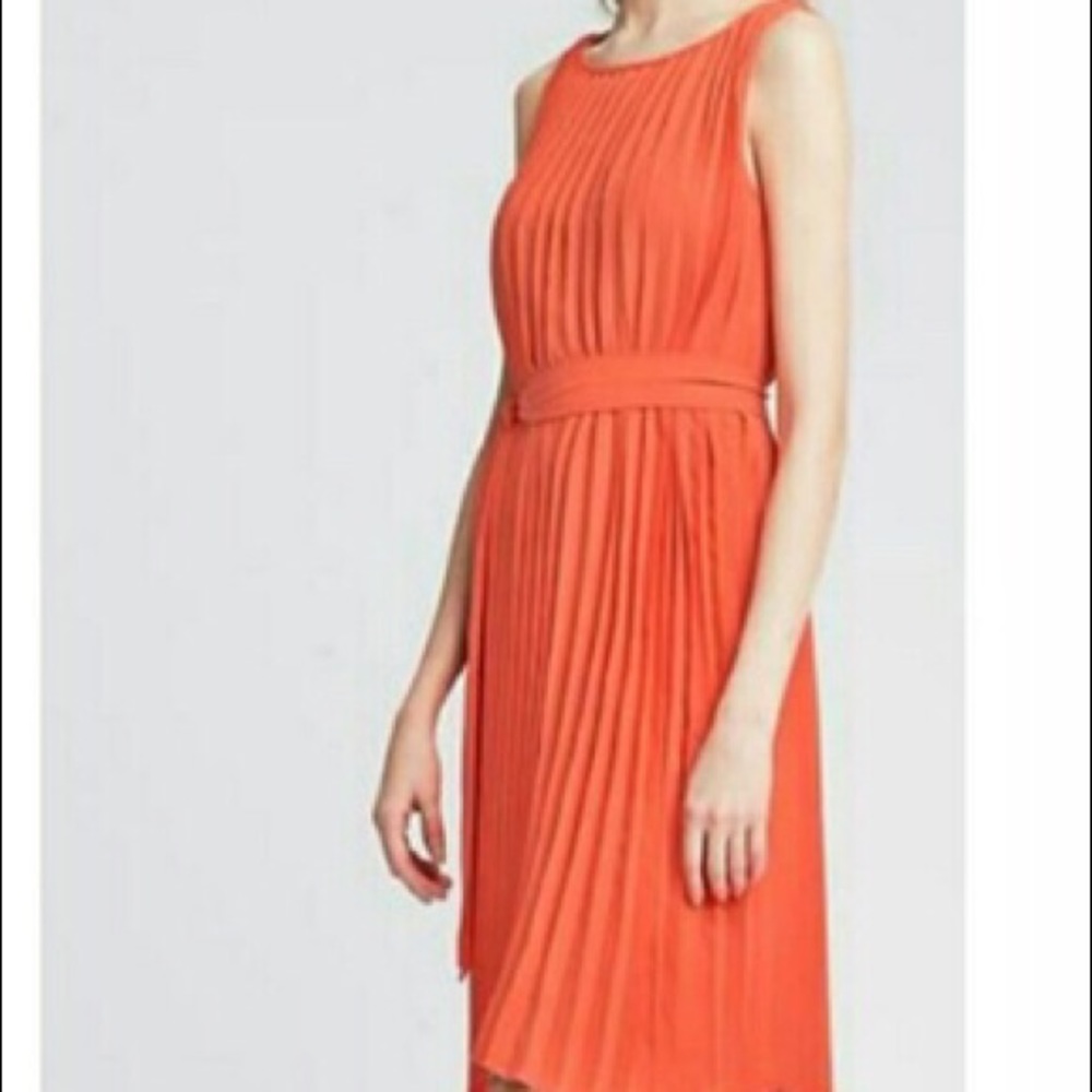 Banana Republic orange Coral pleated dress size 4